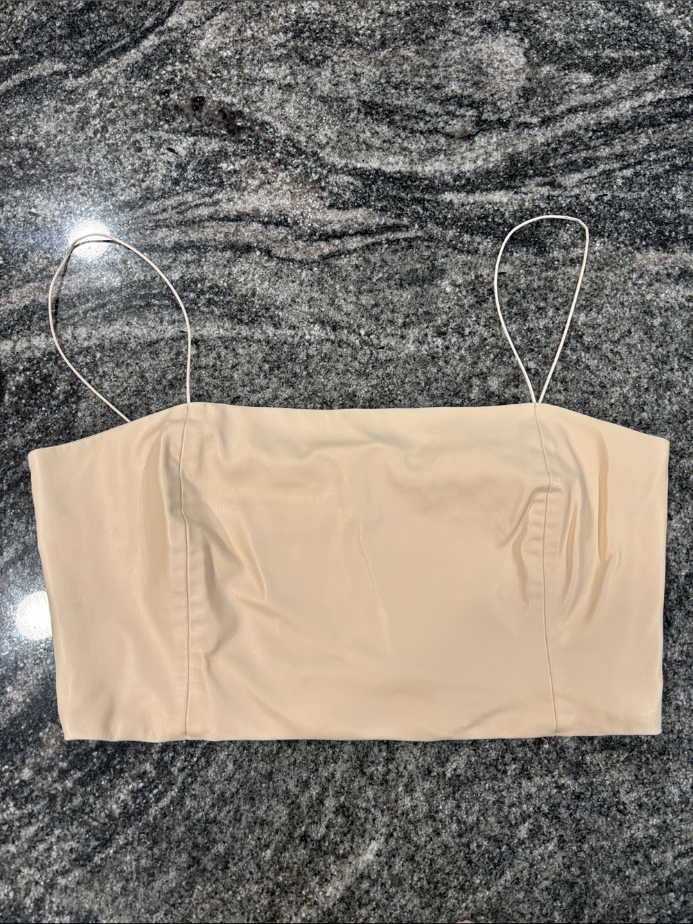 Zara Beige Spaghetti-Strap Crop Top